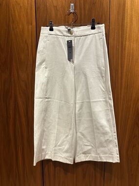 Ann Taylor The Marina Off-White Cropped Wide-Leg Pants